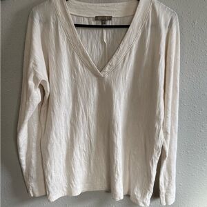 Lilla P Soft Cream Long Sleeve V-Neck Top